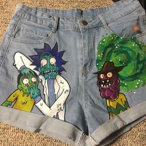 HAND PAINTED RICK AND MORTY SHORTS 🦠🧪🔬